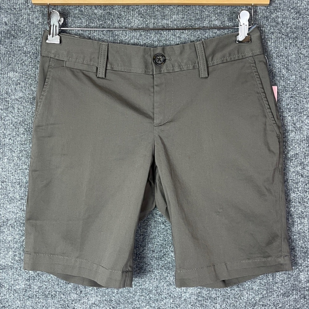 NEW Banana Republic Stretch Petite Chino Shorts 4P Gray Brown Mid Rise Casual